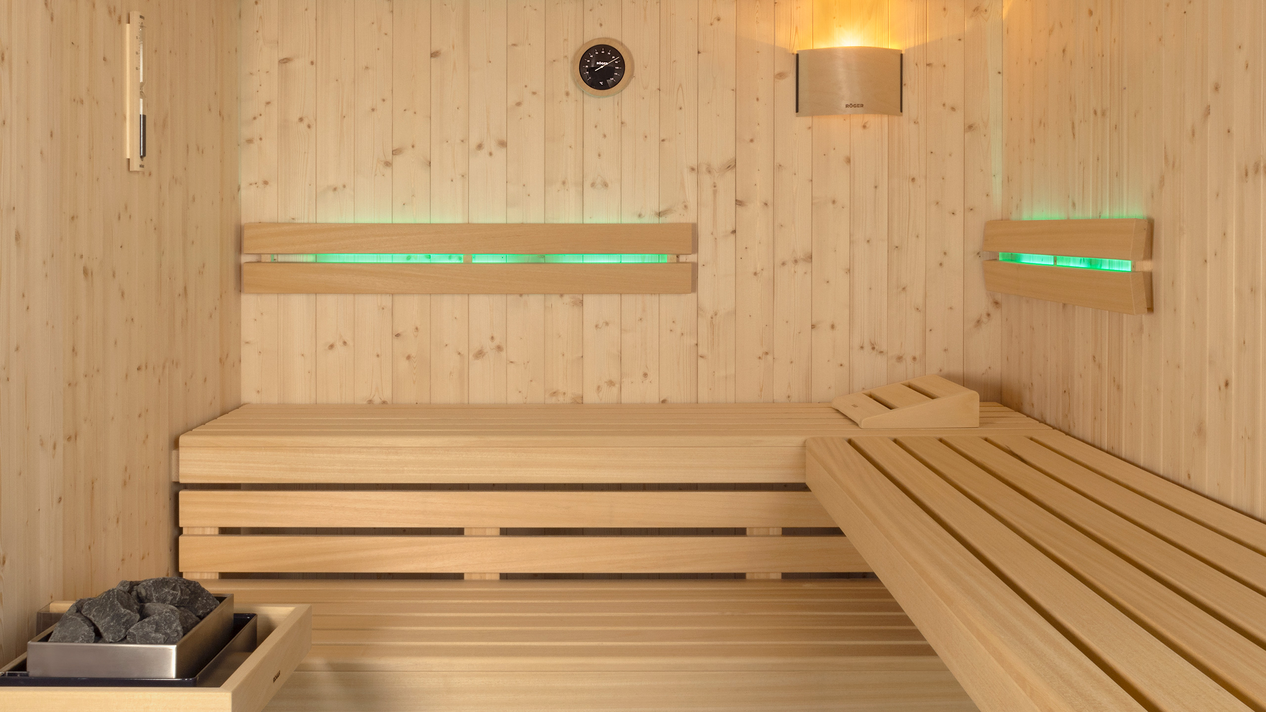 Sauna Baleo mit Rückenlehnenbeleuchtung